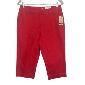 St Johns Bay Scarlet Ibis Capri Pant Petite 6 P6 Pink New MidRise Spring Summer